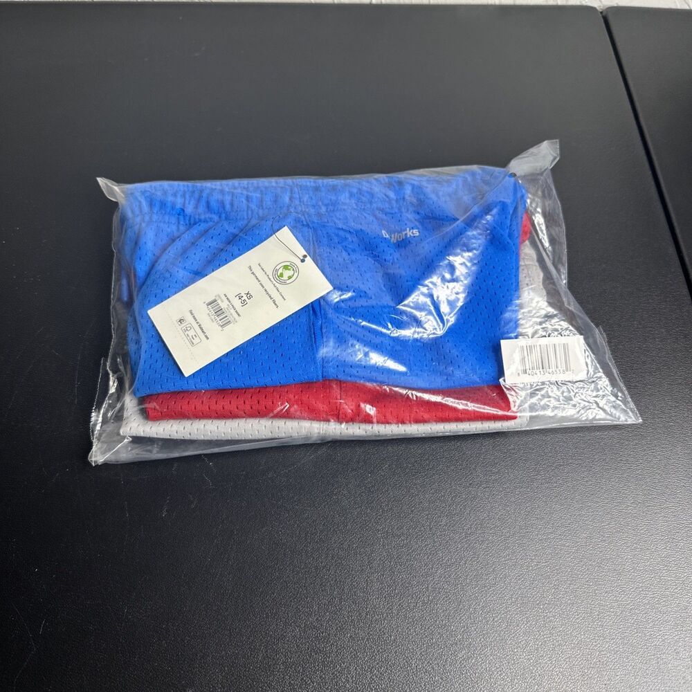 Athletic Works Boys 3 Pk Shorts DriWorks Mesh Shorts w/ Drawcord Size XS 4-5